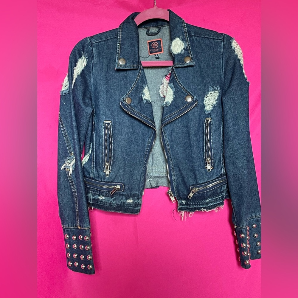 Distressed Studded Denim Jacket